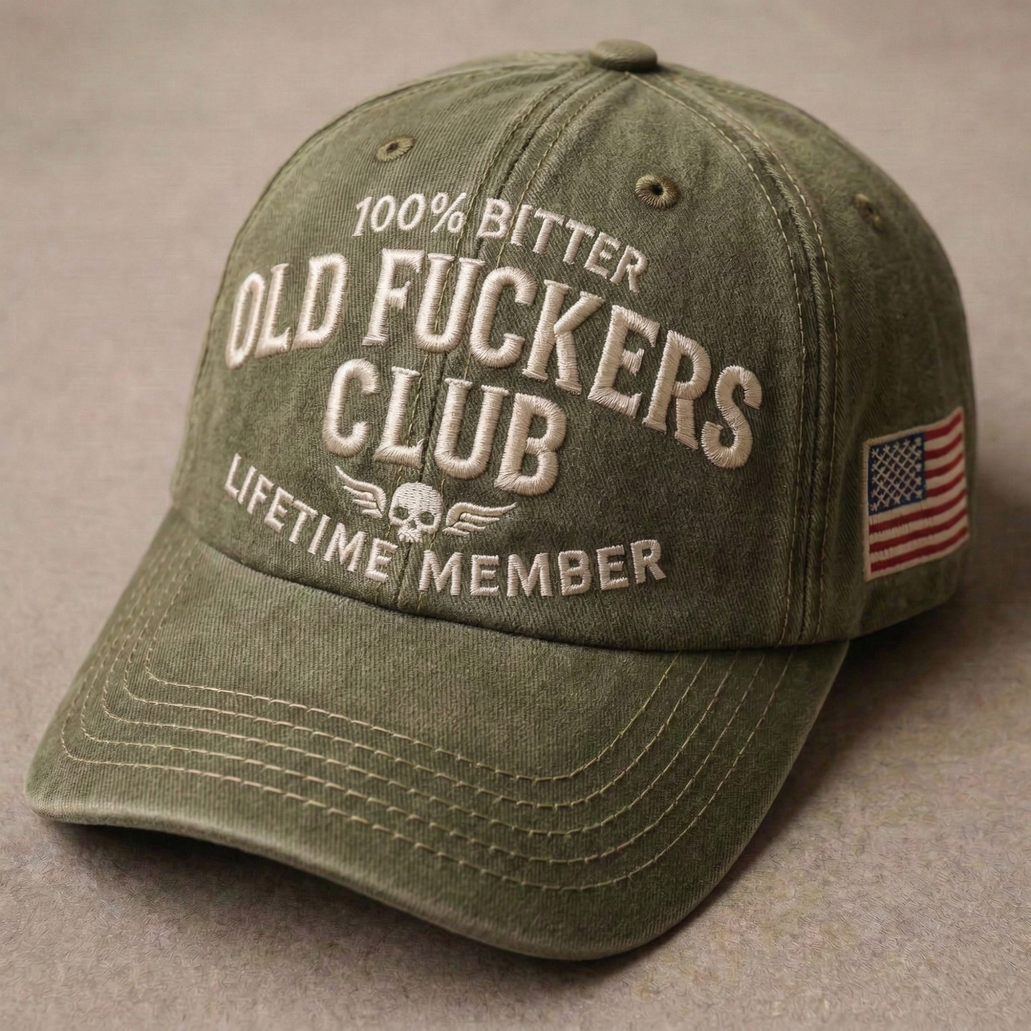 100% Bitter Old Fucker Club Life Time Member Washed Cap